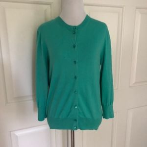 CLASSIC CARDIGAN TURQUOISE AQUA 3/4 SLEEVE